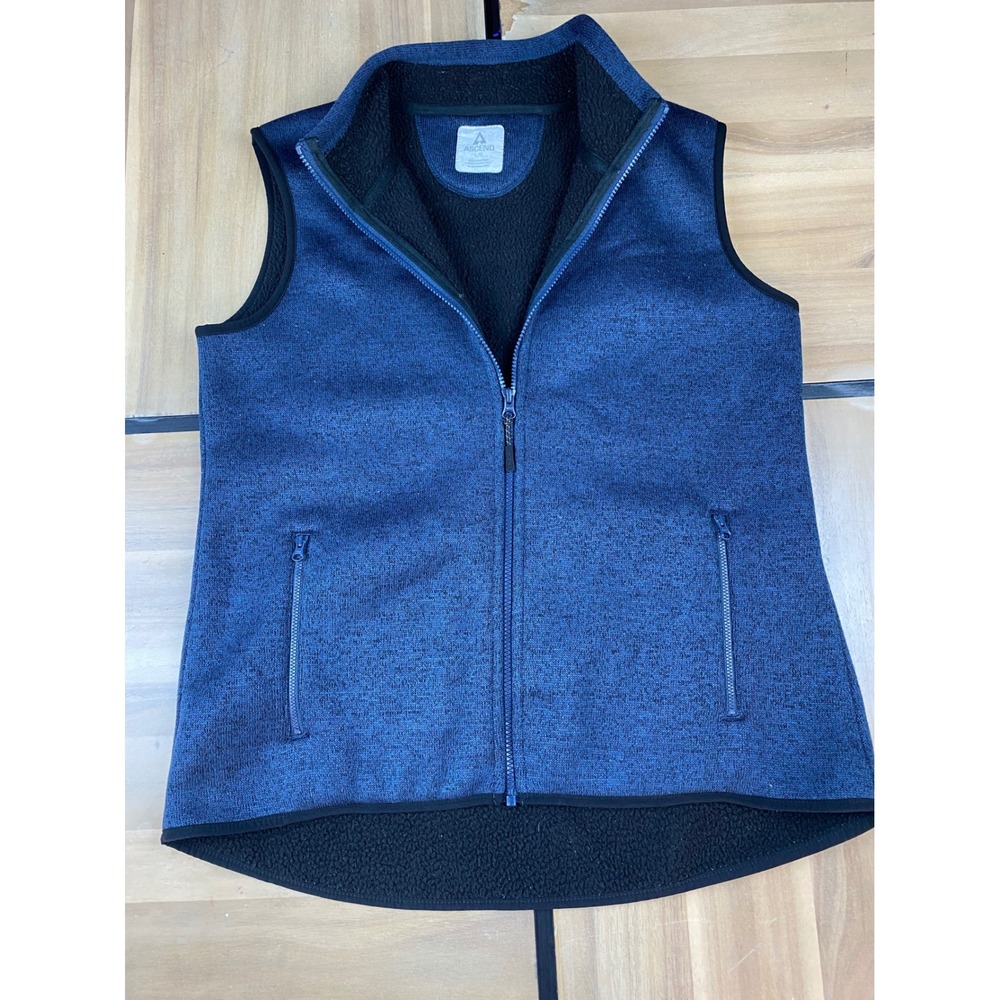 Ascend Mens Blue Marled Full Zip Fleece Vest Sherpa Lined Large RN 74747‎